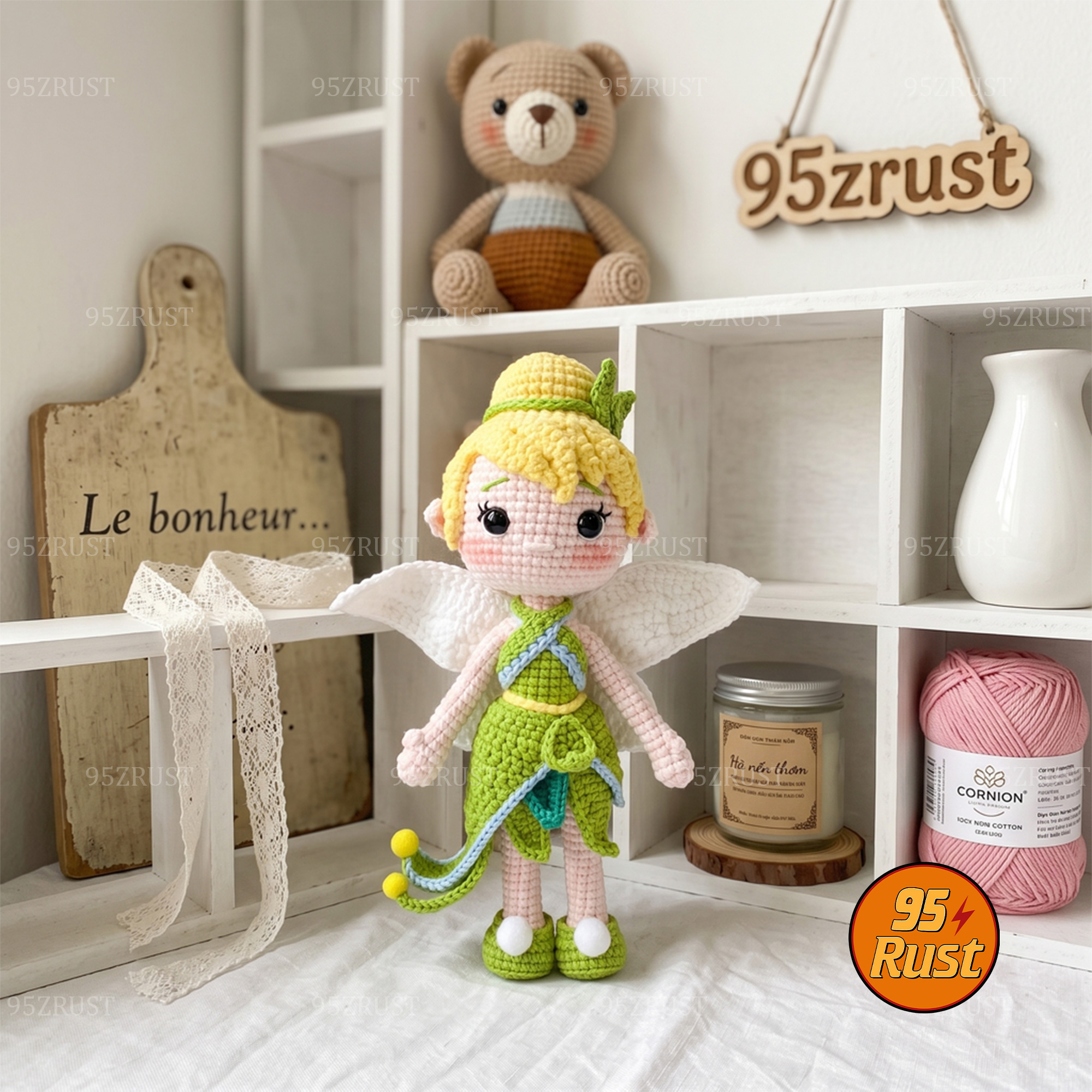 Detailed fairy crochet doll